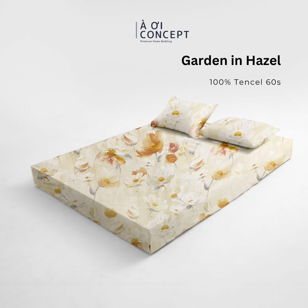 Bộ ga giường & 2 vỏ gối Tencel 60s [ Garden in Hazel] À ƠI CONCEPT CBTC0011