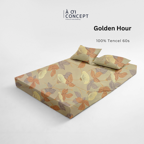  Bộ ga giường & 2 vỏ gối Tencel 60s [ Golden Hour] À ƠI CONCEPT CBTC0012 