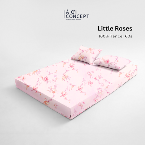  Bộ ga giường & 2 vỏ gối Tencel 60s [ Little Roses] À ƠI CONCEPT CBTC0014 