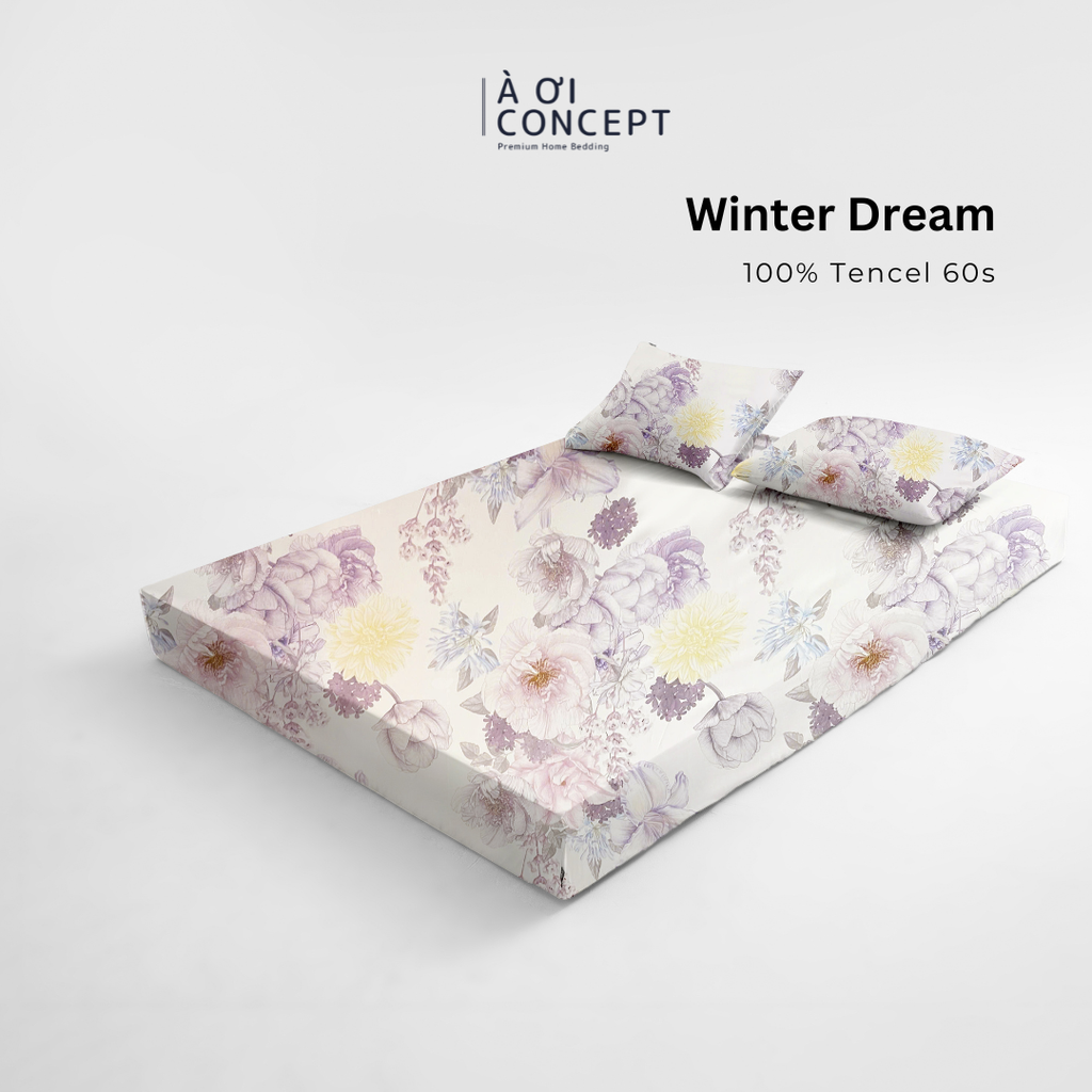 Bộ ga giường & 2 vỏ gối Tencel 60s [ Winter Dream] À ƠI CONCEPT CBTC0019