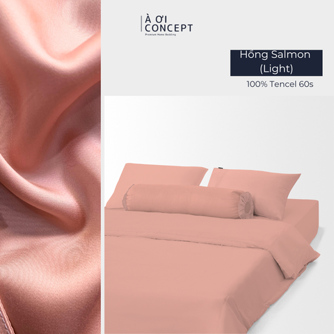  Bộ chăn ga gối Trơn Tencel 60s, màu [ Hồng Salmon ( light)] À ƠI CONCEPT CGT0010 