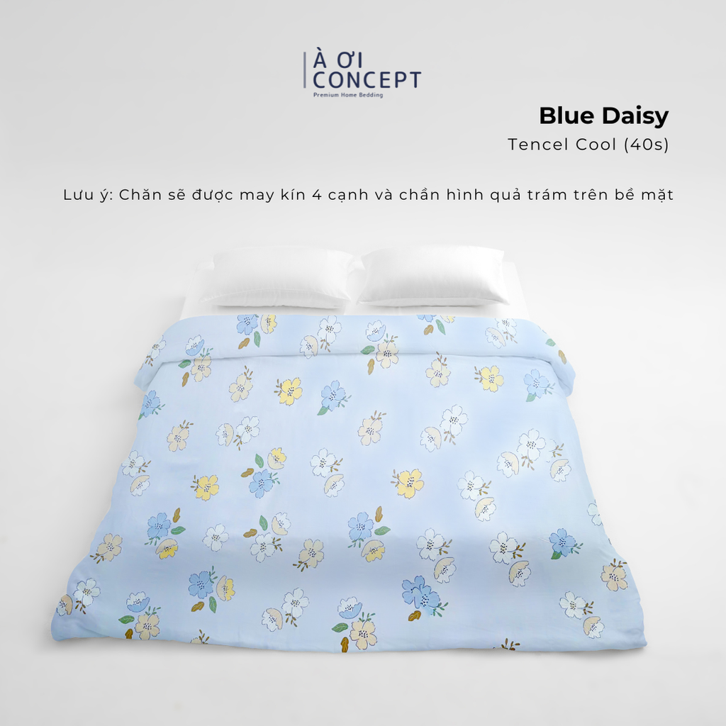 Chăn mền 4 mùa hoạ tiết | Vỏ Tencel 40s | 160x200cm, 180x200cm, 200x220cm |  | Blue Daisy | Mềm mại, Thoáng khí | CMTC0002 | À Ơi Concept