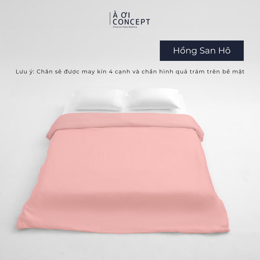 Chăn mền trơn 4 mùa | Vỏ Tencel 60s | 160x200cm, 180x200cm, 200x220cm | Hồng San Hô | Mềm mại, Giữ nhiệt | CMTC0013 | À Ơi Concept