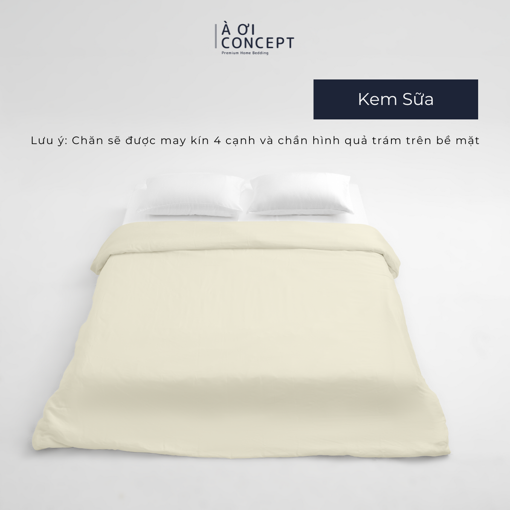 Chăn mền trơn 4 mùa | Vỏ Tencel 60s | 160x200cm, 180x200cm, 200x220cm | Kem Sữa