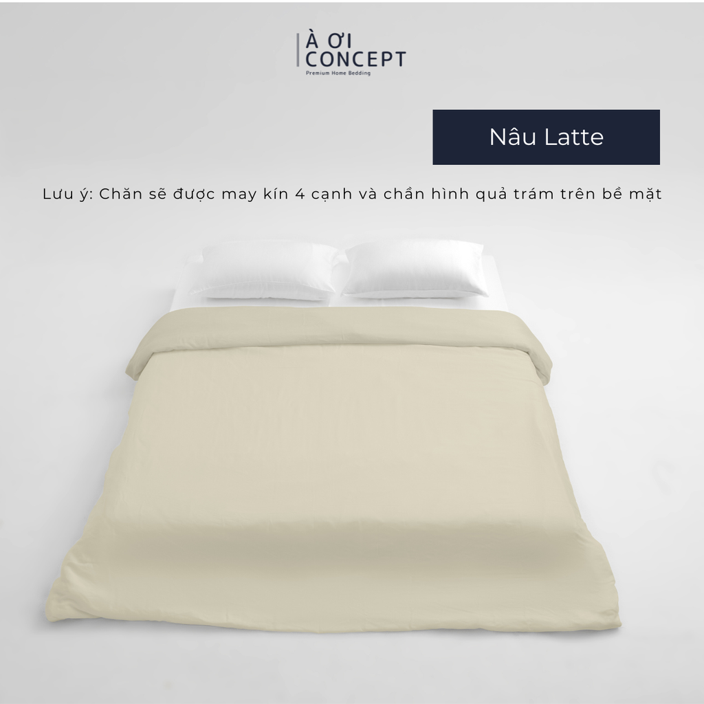 Chăn mền trơn 4 mùa | Vỏ Tencel 60s | 160x200cm, 180x200cm, 200x220cm | Nâu Latte | Mềm mại, Giữ nhiệt | CMTC0016 | À Ơi Concept