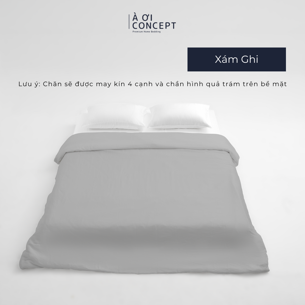 Chăn mền trơn 4 mùa | Vỏ Tencel 60s | 160x200cm, 180x200cm, 200x220cm | Xám Ghi | Mềm mại, Giữ nhiệt | CMTC0023 | À Ơi Concept