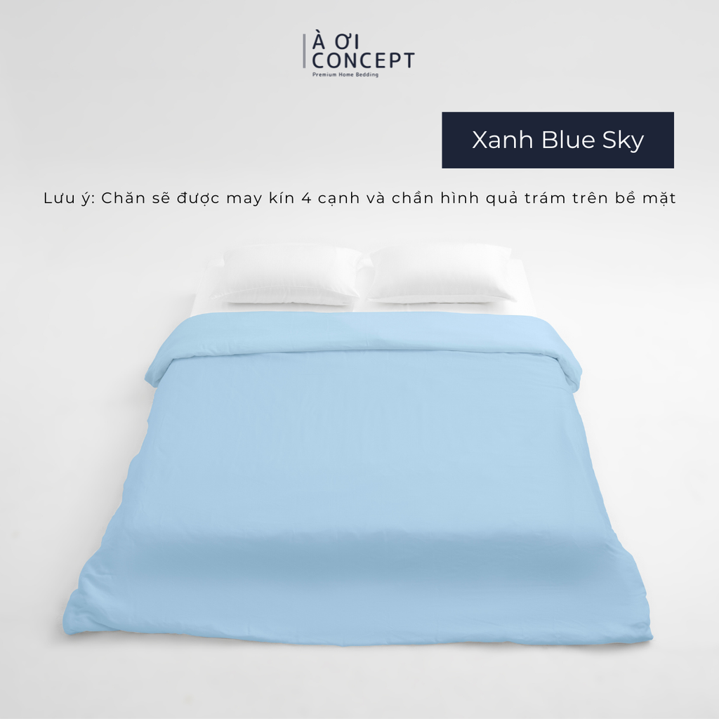 Chăn mền trơn 4 mùa | Vỏ Tencel 60s | 160x200cm, 180x200cm, 200x220cm | Xanh Blue Sky | Mềm mại, Giữ nhiệt | CMTC0026 | À Ơi Concept