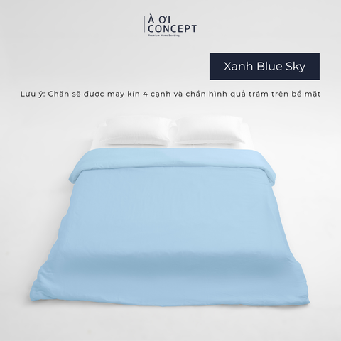  Chăn mền trơn 4 mùa | Vỏ Tencel 60s | 160x200cm, 180x200cm, 200x220cm | Xanh Blue Sky 