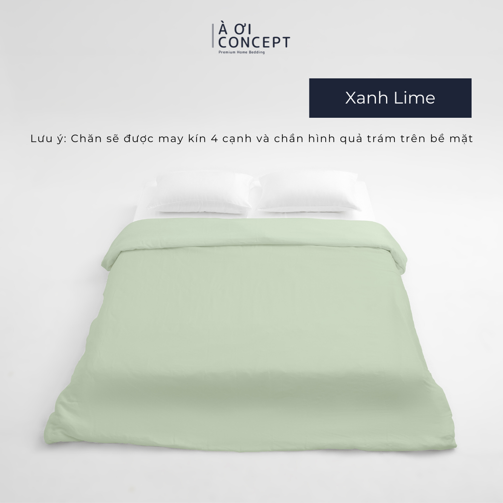 Chăn mền trơn chần bông | Vỏ Tencel 60s | 160x200cm, 180x200cm, 200x220cm | Xanh Lime | Mềm mại, Giữ nhiệt | CMTC0030 | À Ơi Concept
