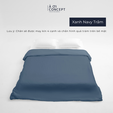  Chăn mền trơn chần bông | Vỏ Tencel 60s | 160x200cm, 180x200cm, 200x220cm | Xanh Navy Trầm 