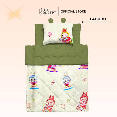  Bộ chăn gối nệm cho bé ( Mền lớn) Tencel 60s, Họa tiết [ LABUBU] 