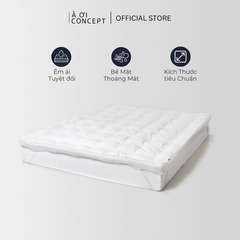  Tấm topper nệm Ô vuông | Gòn Microfiber | Dy 5 - 10cm | 1m2 - 2m2 | Vỏ cotton | Màu trắng 