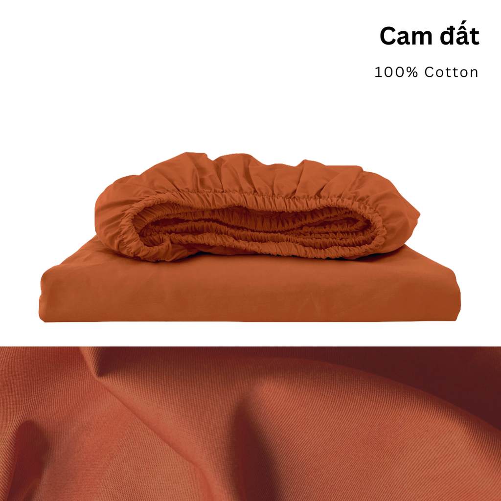 Drap giường Cotton Satin, màu [ Cam đất] À ƠI CONCEPT DGCT0024