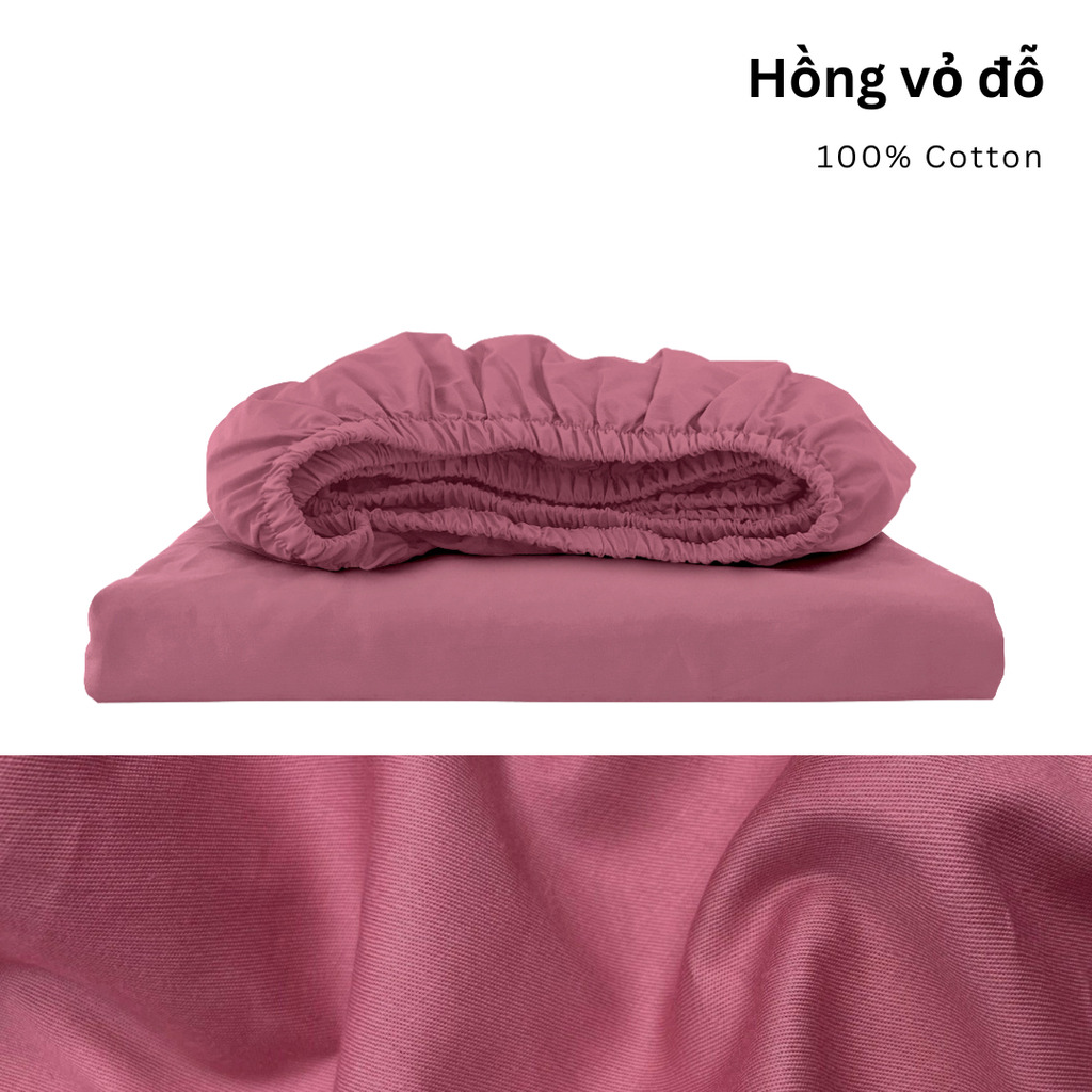 Drap giường Cotton Satin, Màu [ Hồng vỏ đỗ]
