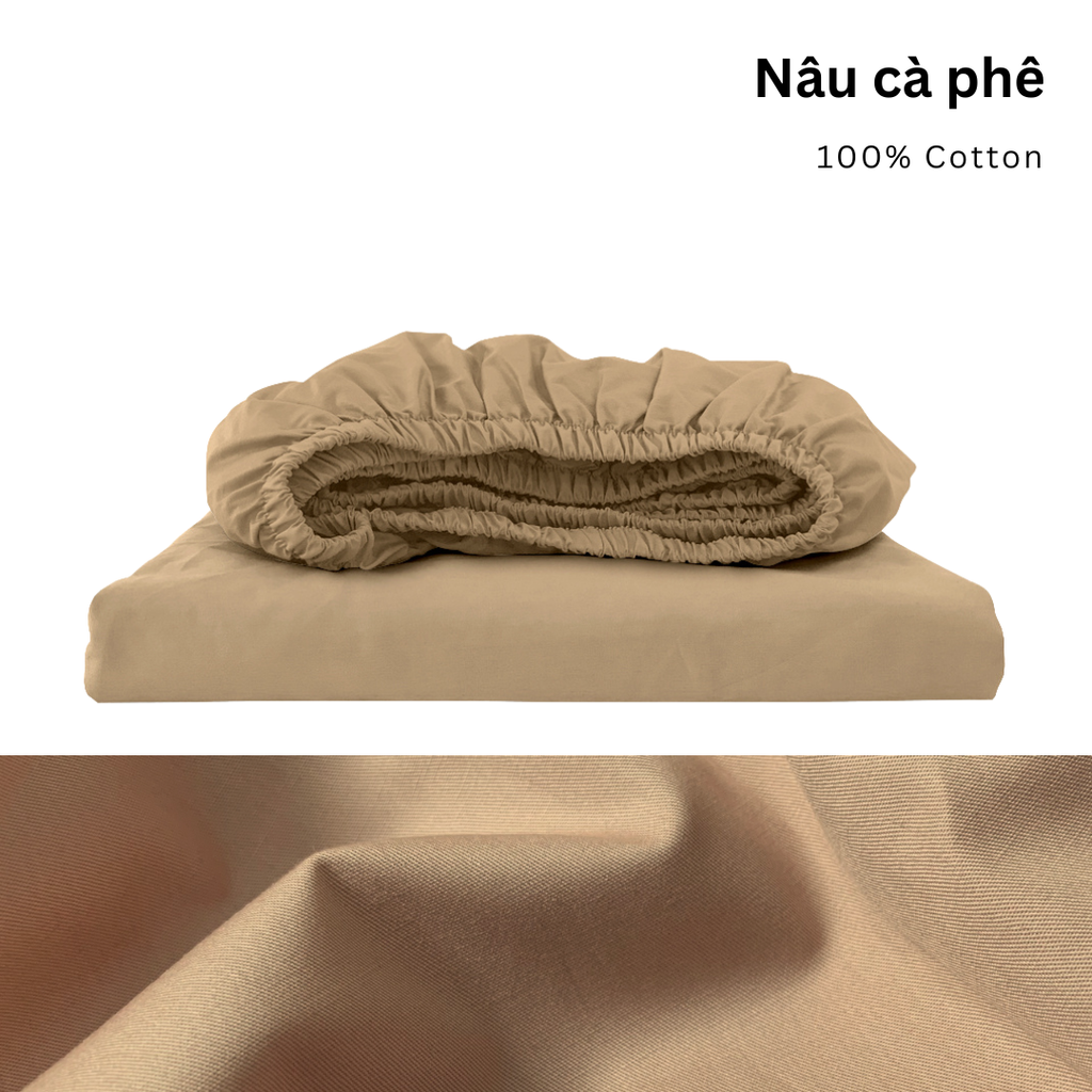 Drap giường Cotton Satin, màu [ Nâu cà phê] À ƠI CONCEPT DGCT0012