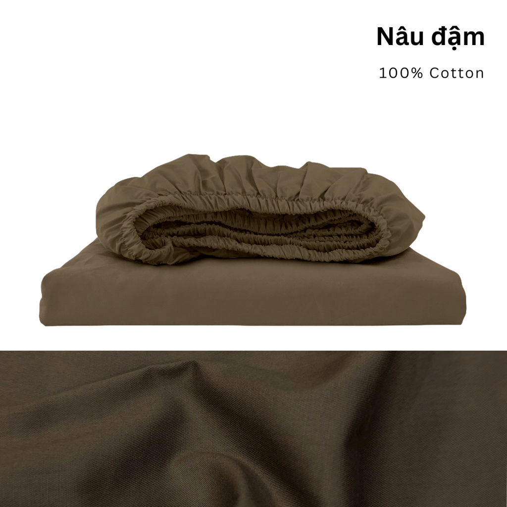 Drap giường Cotton Satin, màu [ Nâu đậm] À ƠI CONCEPT DGCT0021