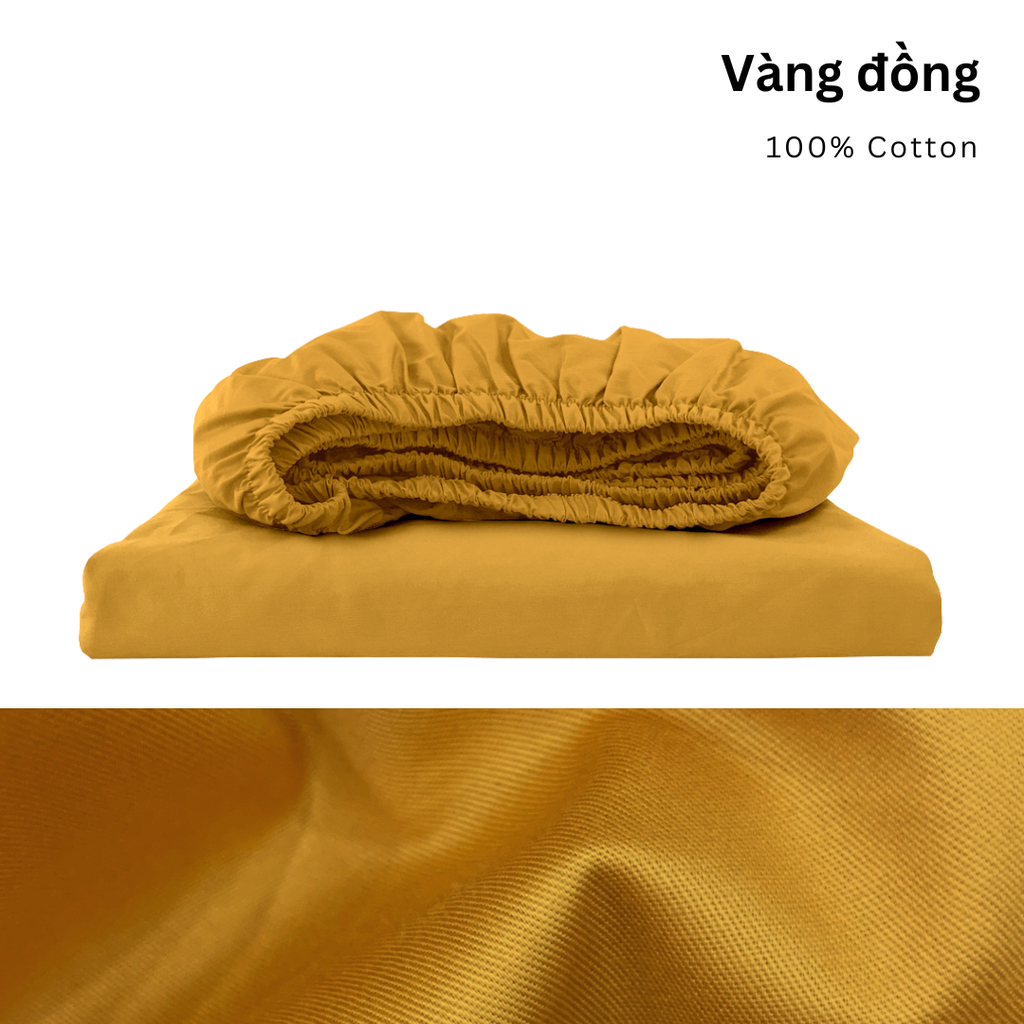 Drap giường Cotton Satin, Màu [ Vàng đồng]