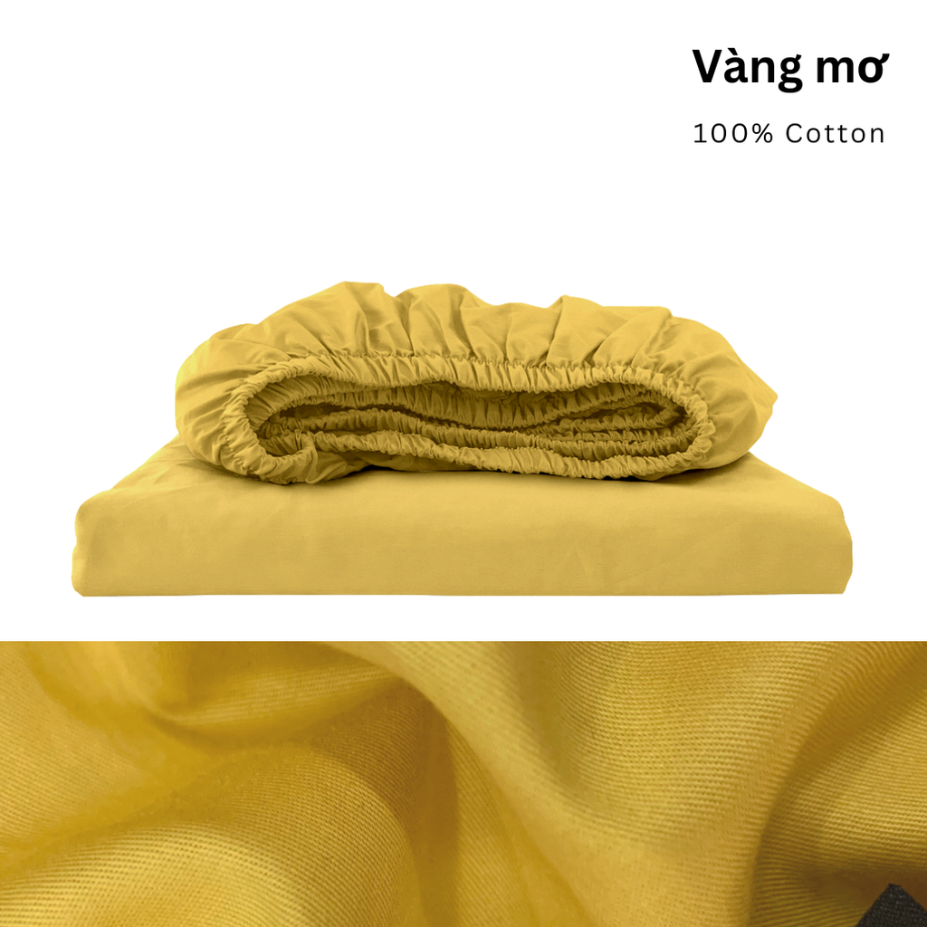 Drap giường Cotton Satin, màu [ Vàng mơ] À ƠI CONCEPT DGCT0015