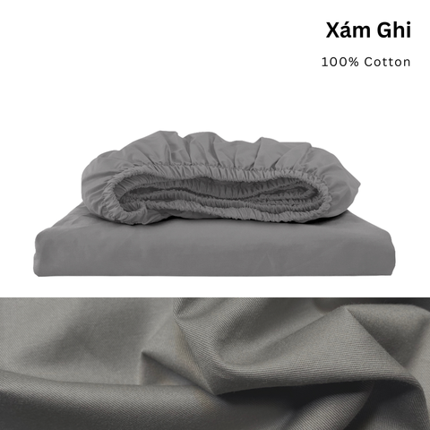  Drap giường Cotton Satin, Màu [ Xám Ghi] 