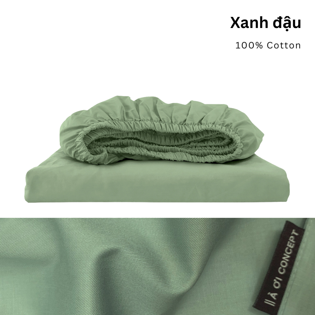 
                    
                    Ga trải giường Cotton Satin, Màu [ Xanh đậu]
                    
                    