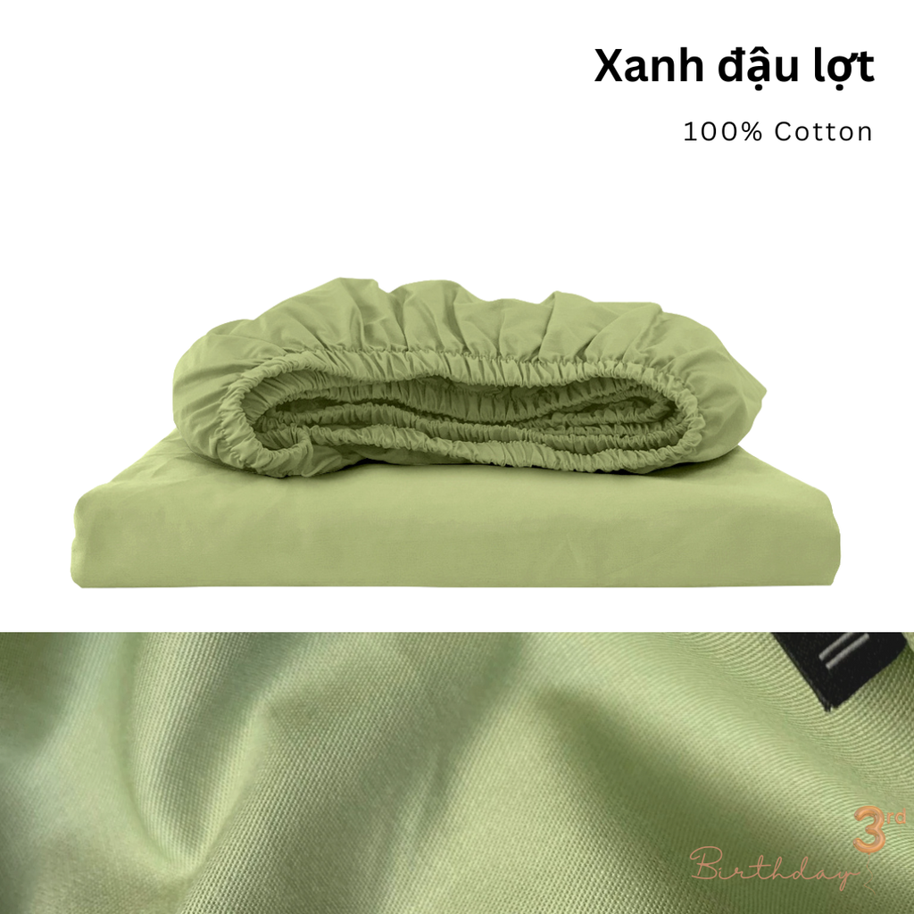 Drap giường Cotton Satin, màu [ Xanh đậu lợt] À ƠI CONCEPT DGCT0003