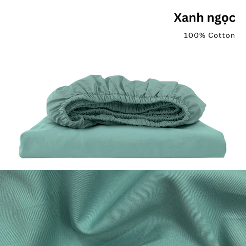  Drap giường Cotton Satin, Màu [ Xanh ngọc] 