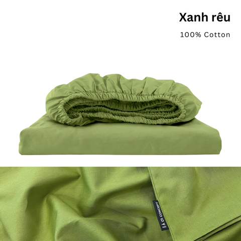 Drap giường Cotton Satin, Màu [ Xanh rêu] 