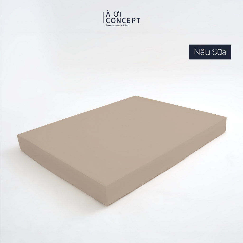 Drap giường Trơn Tencel 60s, Màu [ Nâu Sữa] À ƠI CONCEPT DGTC0028