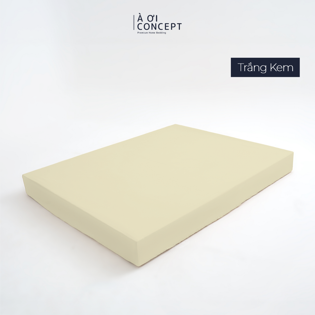 Drap giường Trơn Tencel 60s, Màu [ Trắng Kem] À ƠI CONCEPT DGTC0033