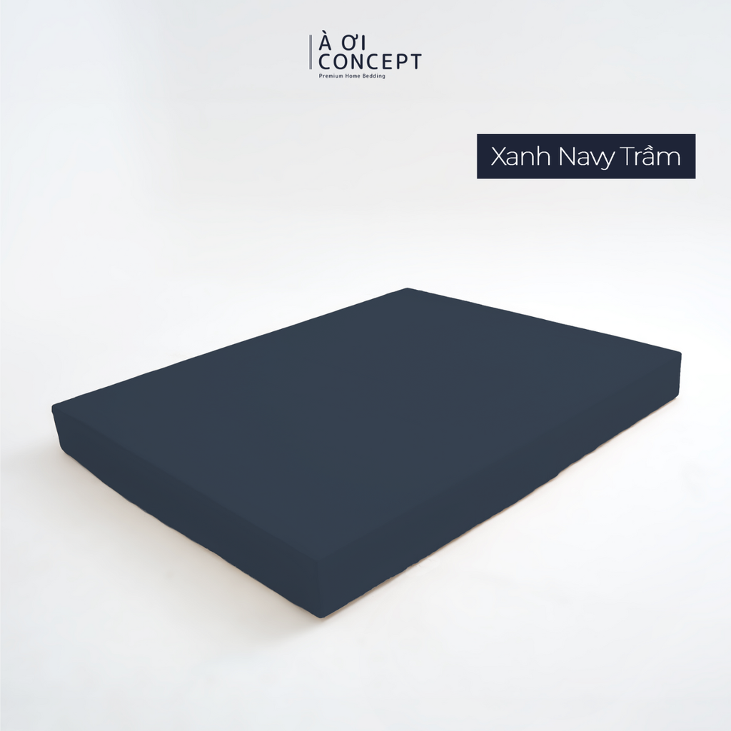 Drap giường Trơn Tencel 60s, Màu [ Xanh Navy Trầm] À ƠI CONCEPT DGTC0052