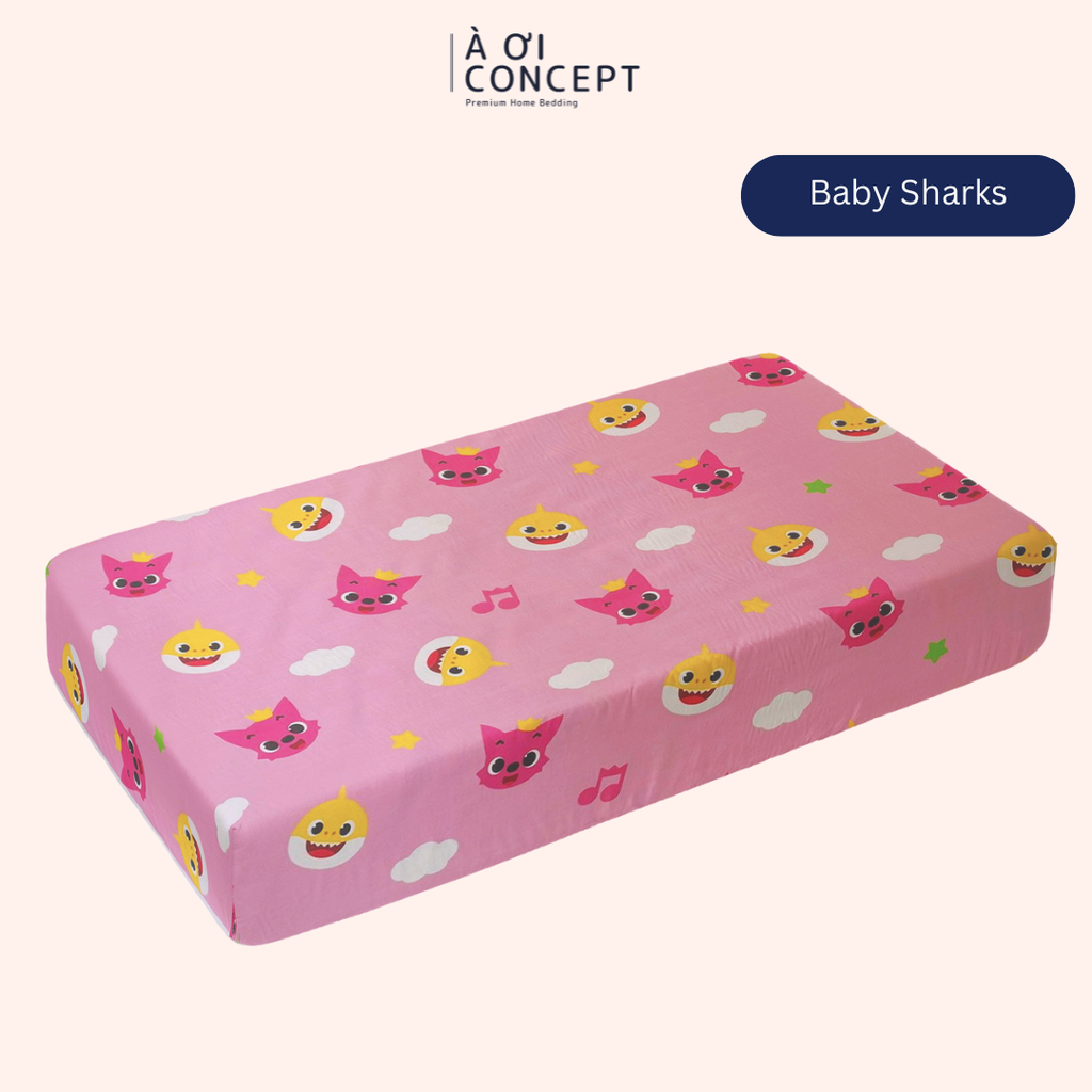 Ga giường cho bé Cotton, Họa tiết [ Baby Sharks] À ƠI CONCEPT CGCB0136