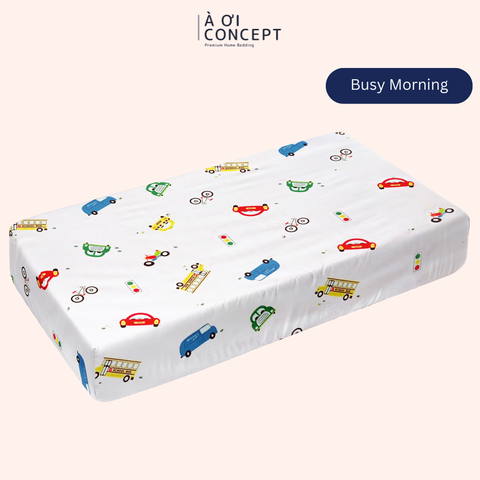  Ga giường cho bé Cotton, Họa tiết [ Busy Morning] 