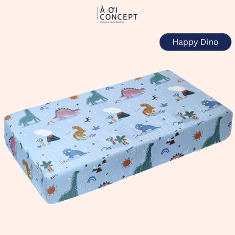  Ga giường cho bé Cotton, Họa tiết [ Happy Dino] 