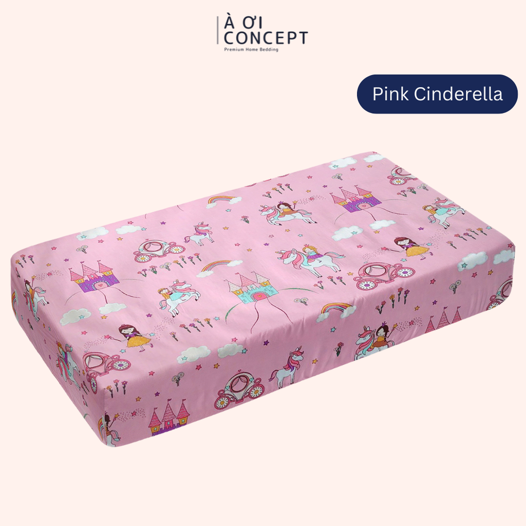 Ga giường cho bé Cotton, Họa tiết [ Pink Cinderella] À ƠI CONCEPT CGCB0147