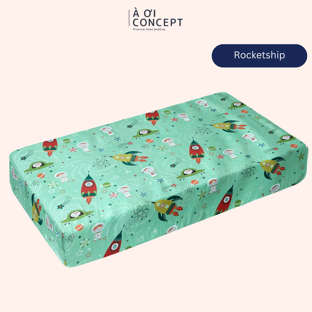 Ga giường cho bé Cotton, Họa tiết [ Rocketship] À ƠI CONCEPT CGCB0151