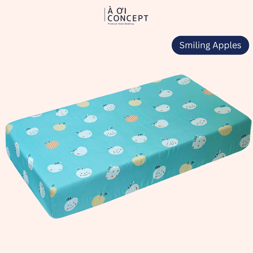 Ga giường cho bé Cotton, Họa tiết [ Smiling Apples] À ƠI CONCEPT CGCB0152