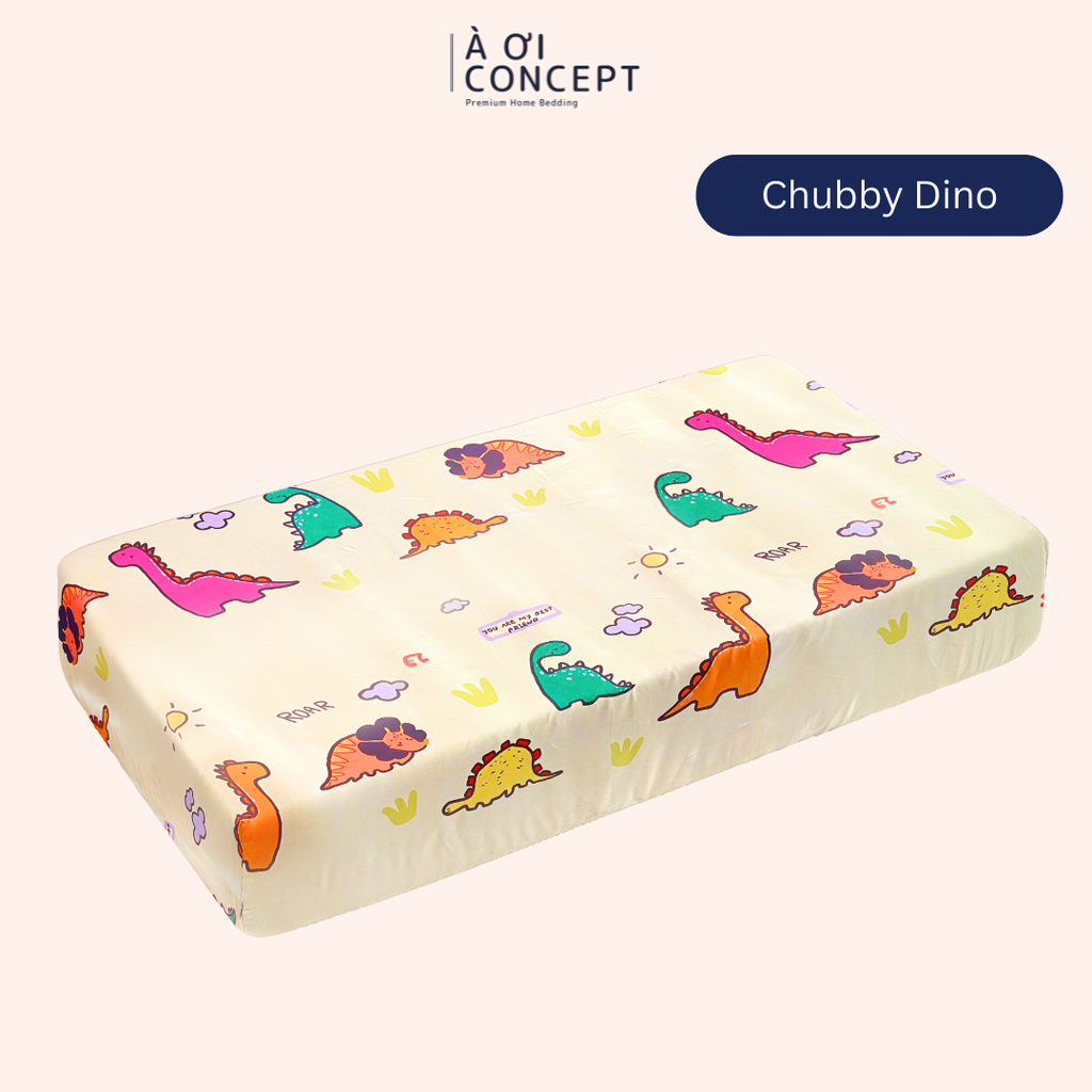 Ga giường cho bé Tencel 60s, Họa tiết [ Chubby Dino] À ƠI CONCEPT CGCB0005