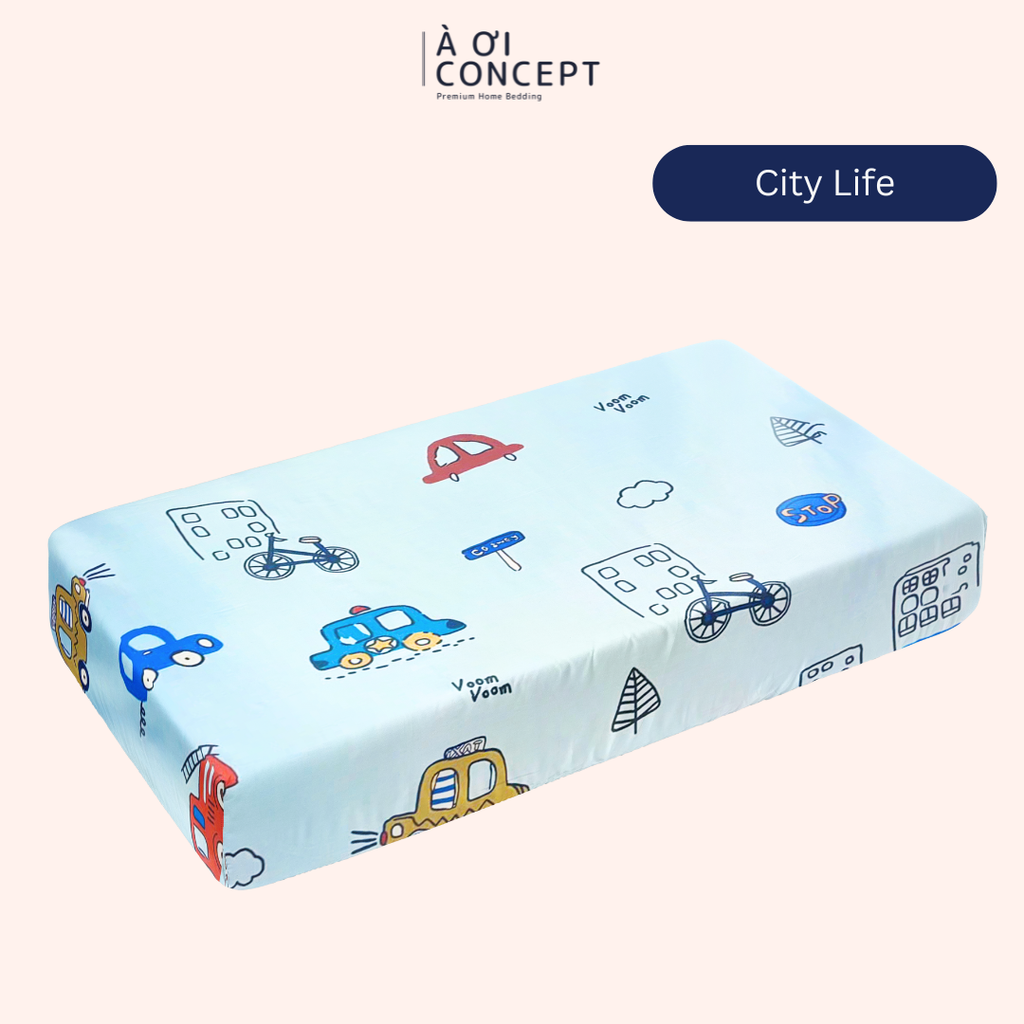 Ga giường cho bé Tencel 60s, Họa tiết [ City Life] À ƠI CONCEPT CGCB0006