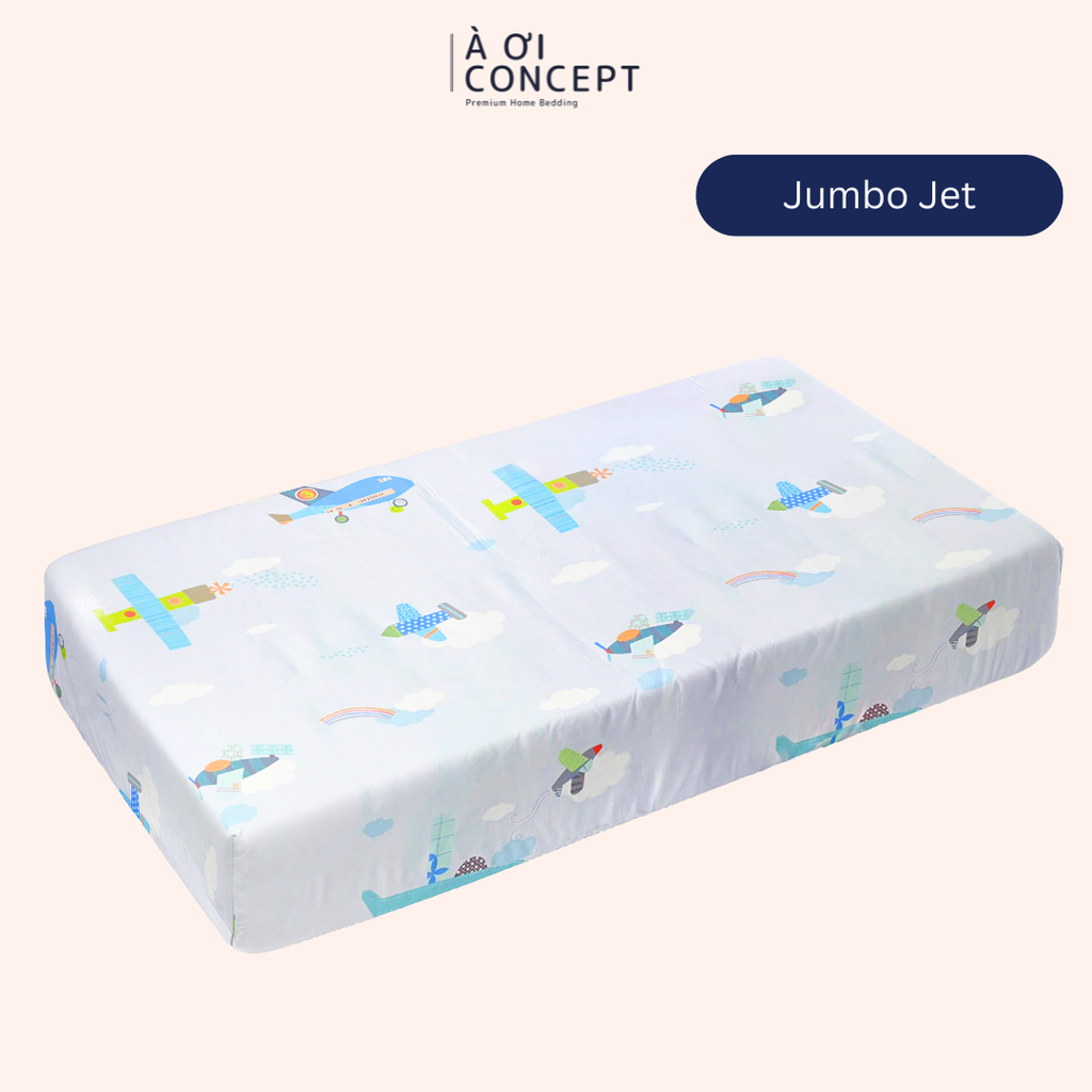 Ga giường cho bé Tencel 60s, Họa tiết [ Jumbo Jet] À ƠI CONCEPT CGCB0013