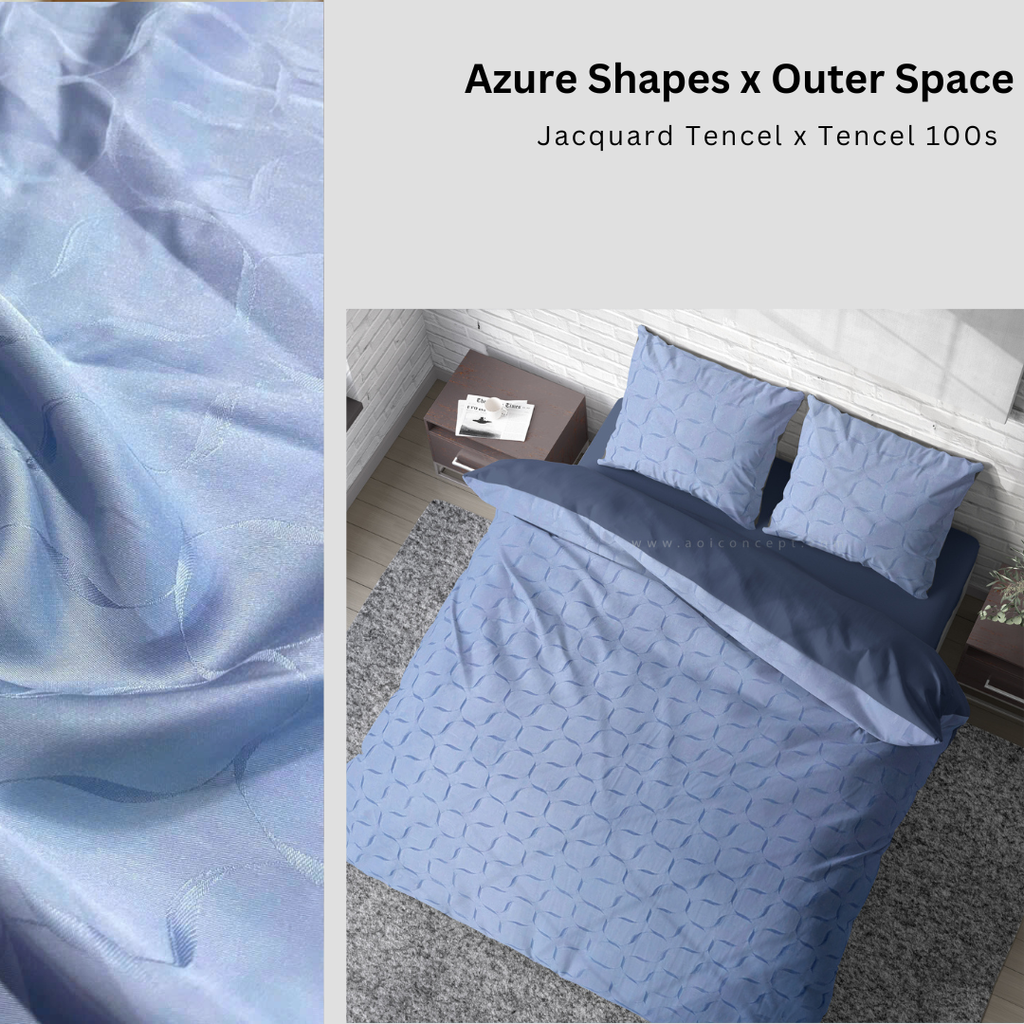 Bộ chăn ga gối | Tencel dệt kim | 5 món | 160x200cm, 180x200cm, 200x220cm | Azure Shapes x Outer Space | Mềm mại, Kháng khuẩn, Thấm hút | CGDK0001 | À Ơi Concept