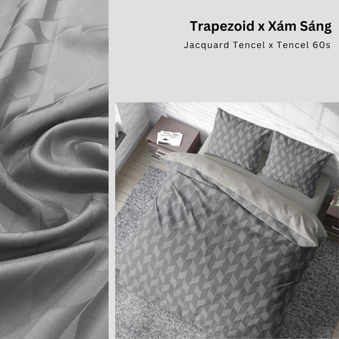  Bộ chăn ga gối | Tencel dệt kim | 5 món | 160x200cm, 180x200cm, 200x220cm | Trapezoid x Xám Sáng | Mềm mại, Kháng khuẩn, Thấm hút | CGDK0019 | À Ơi Concept 