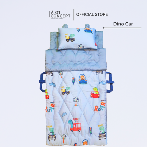  Bộ chăn gối nệm cho bé Tencel 60s, Họa tiết [ Dino Car] 
