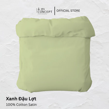  Vỏ chăn mền trơn | Cotton satin | 160x200cm, 180x200cm, 200x220cm | Xanh đậu lợt 