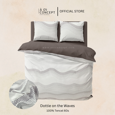  Bộ chăn ga gối Tencel hoạ tiết | 5 món | 160x200cm, 180x200cm, 200x220cm | Dottie on the Waves | Mát lạnh, Mềm mịn, Trơn mướt | CGTC0015 | À Ơi Concept 