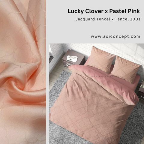  Bộ chăn ga gối | Tencel dệt kim | 5 món | 160x200cm, 180x200cm, 200x220cm | Lucky Clover x Pastel Pink | Mềm mại, Kháng khuẩn, Thấm hút | CGDK0016 | À Ơi Concept 