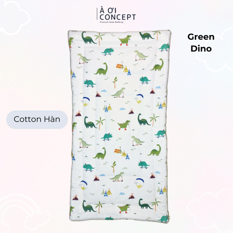  Nệm em bé (< 10 tuổi) | Microfiber | Vỏ Cotton | 70x140 cm / 5-6 cm | Green Dino 