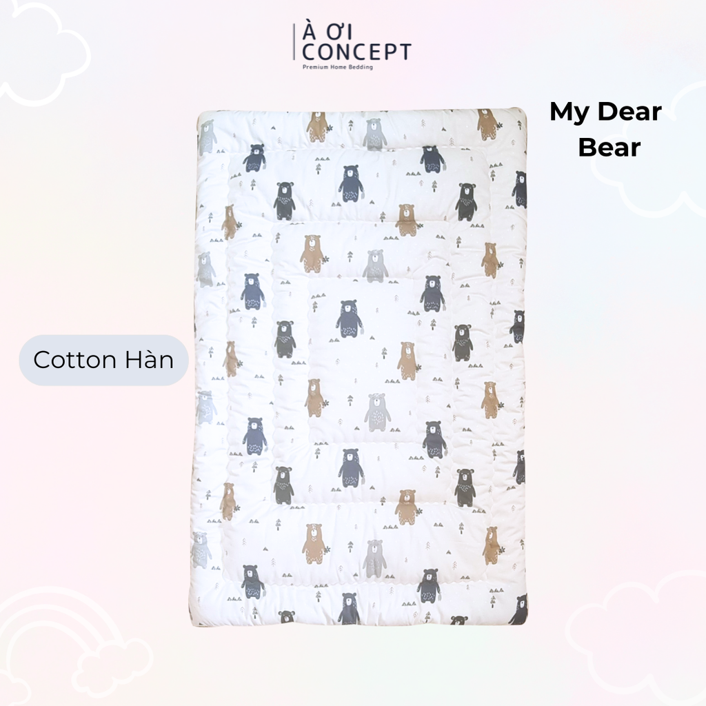Nệm em bé (< 10 tuổi) | Microfiber | Vỏ Cotton | 70x140 cm / 5-6 cm | My Dear Bear | Mềm mại, Chống thấm, Kháng khuẩn | CGCB0091 | Việt Nam | À Ơi Concept
