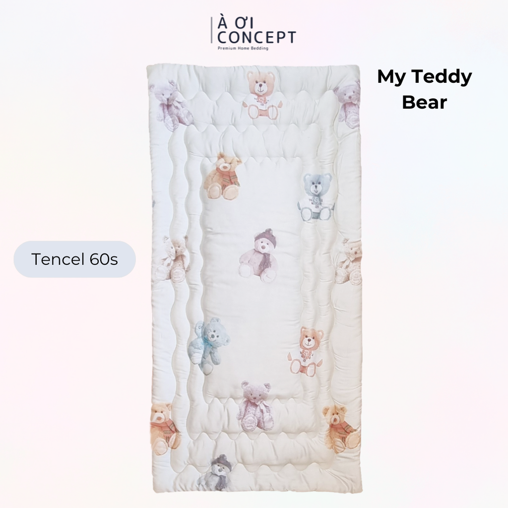 Nệm em bé (< 10 tuổi) | Microfiber | Vỏ Tencel 60s | 70x140 cm / 5-6 cm | My Teddy Bear | Mềm mại, Chống thấm, Kháng khuẩn | CGCB0093 | Việt Nam | À Ơi Concept