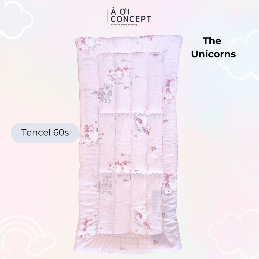 Nệm em bé (< 10 tuổi) | Microfiber | Vỏ Tencel 60s | 70x140 cm / 5-6 cm | The Unicorns | Mềm mại, Chống thấm, Kháng khuẩn | CGCB0099 | Việt Nam | À Ơi Concept