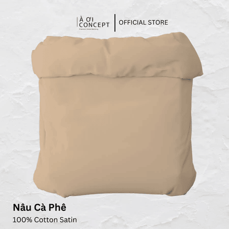 Vỏ chăn mền trơn | Cotton satin | 160x200cm, 180x200cm, 200x220cm | Nâu cà phê | Khóa kéo | Mềm mịn, Thấm hút | CMCT0004 | À Ơi Concept